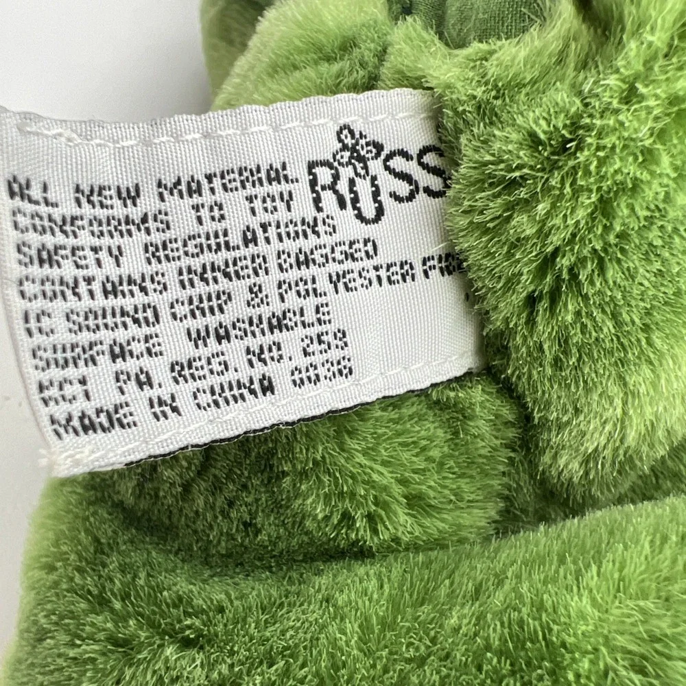 Russ Berrie Croaker Green Frog Hand Puppet Plush Stuffed Animal 10